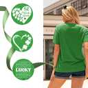 St Patricks Day Women Green Graphic Shirts Cute Lucky Irish Shamrock Short Sleeve Tops Funny Love Bleesed Holiday Printed Tee (Green, L)