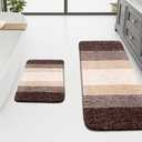 Arotive Bathroom Rugs Sets 2 Piece, Shaggy Soft and Absorbent Microfiber Bath Rugs, Non-Slip, Machine Washable Dry Bath Mats for Bathroom, 2 24x16, Brown