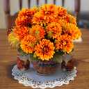 Fall Flowers Artificial Mums 2 Pcs 18 Heads Silk Chrysanthemums Fake Mums Faux Floral Bouquet Arrangements for Home Decor Indoor Outdoors Planter Pots Porch Wedding Autumn Decoration