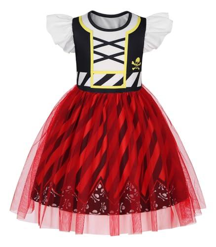 HenzWorld Pirate Dress for Girls Kids Pirate Costume Halloween Carnival Christmas Buccaneer Dressing Up Outfits Birthday Party Cosplay Dresses Age 5T 6X