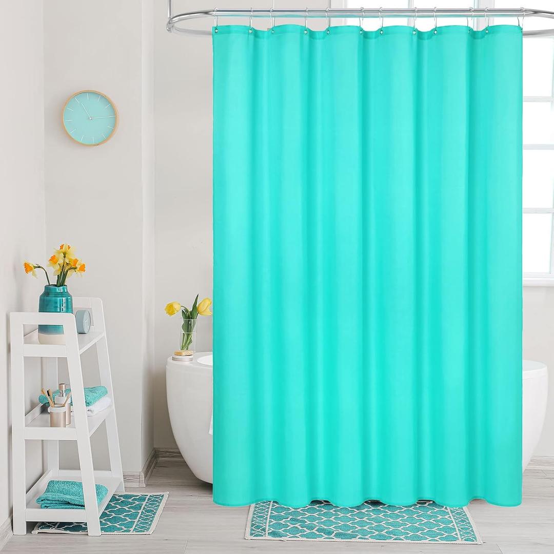 MitoVilla Teal Blue Fabric Shower Curtain Liner, Turquoise Shower Curtain or Liner for Modern Bathroom Decor, Waterproof Cloth & Hotel Quality, 72" W x 72" H