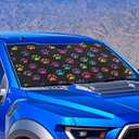 Colorful Dog Paw Print Car Sun Shade for Windshield Sun Shield for Front Window Blocks UV Rays Easy to Install Car Interior Accessories Sun Protection for Cars Truck SUV