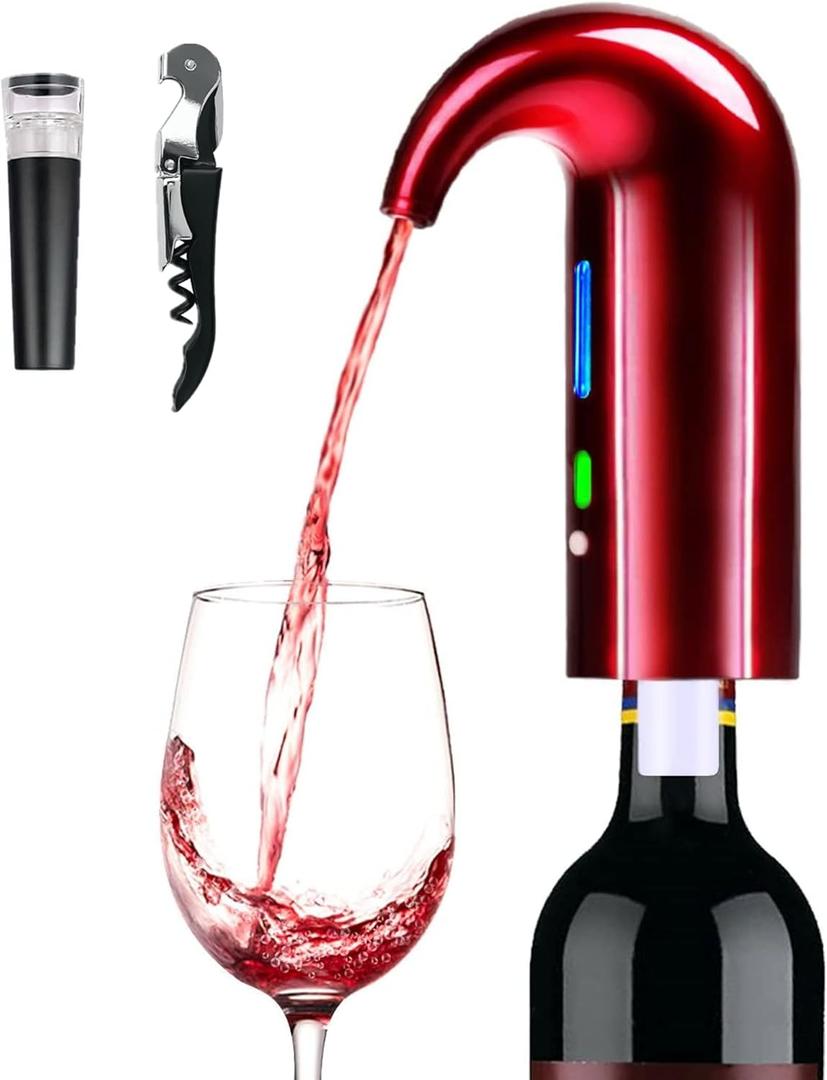 Electric Aerator, Dispenser, Aeration and Decanter Pourer, Red White Drink Accessories Best Gifts Red