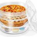 Crowye 3 Pcs 12 Inch Pie Carrier with Lid and Handle, 2 Compartments Food Storage Container Round Pizza Holder Reusable Pizza Keeper for Egg Cheese Tortilla Pastry Cakes Desserts