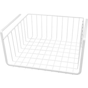 White Wire Under-Shelf Storage Basket, 11-Inch – Durable Organization Solution for Kitchen, Pantry, and Closet, 8pcs