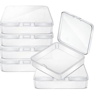 Jetec 6 Pieces Mini Plastic Clear Beads Storage Containers Box for Collecting Small Items, Beads, Jewelry, Business Cards, Game Pieces, Crafts (3.3 x 3.3 x 1.1 Inch)