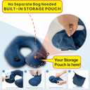 Travel Neck Pillow for Airplane, Compact Inflatable Neck Pillow for Traveling Long Flights, Adjust Firmness Neck Suport Pillow for Sleeping Plane Head Rest for Travel Accessories,Deep Blue (Medium)