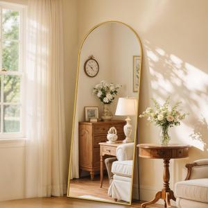 58" x 18" Full Length Mirror, Arched Full Body Mirror Standing Mirrors, Large Floor Mirrors for Bedroom Bathroom Living Room, Gold