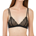Women’s Embrace Lace Bra, Comfort Wireless Triangle Padded Bralette for AA-BCup Champagne(Size L), Black