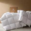 Pacific Coast Goose Feather Down Fiber Comforters Twin Size, Extra Fluffy White Duvet Insert, Ultra-Soft, Breathable, All Season Hotel Luxury Bedding Comforters, 8 Corner & Center Loops (68"x90")