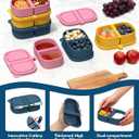 3 Pack Reusable Silicone Snack Containers, 8 oz Double Compartment Portable Snack Box with 3 Forks, Small Leakproof Food Storage Containers with Lids for Salad Dressing Sauce