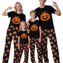 2Pcs Halloween Pajamas for Family,Holiday PJS Matching Sets,Jammies for Couples,T-Shirt and Pants (Medium)
