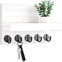 Lwenki Key Holder for Wall, Decorative Key and Mail Holder with Shelf Has Large Key Hooks for Bags, Coats, Umbrella Paulownia Wood Key Hanger with Mounting Hardware (9.8W x 6.7H x 4.2D)