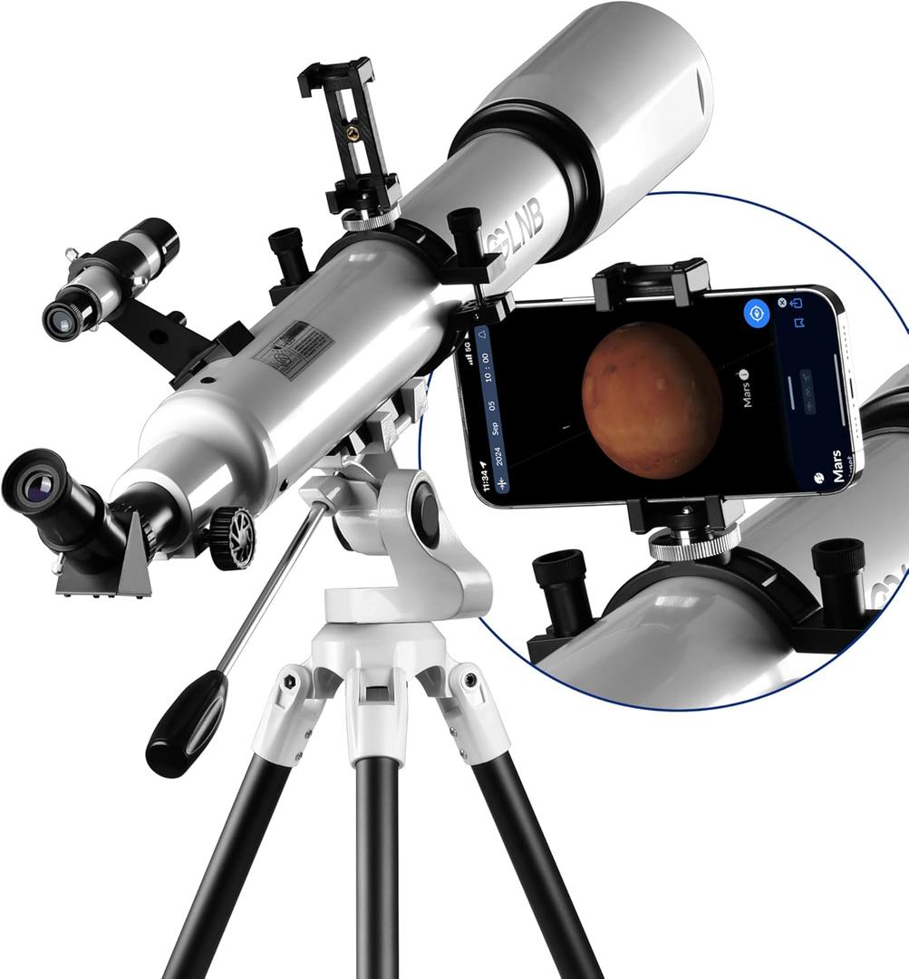 ESSLNB Telescope for Adults, 80mm Aperture 700mm Astronomy Telescopes for Beginners, High Transmission Travel Professional Refractor Telescope with Stargazing APP Wireless Remote Phone Adapter 