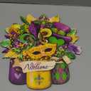 Boao Welcome Mardi Gras Door Decorations Mardi Gras Sign Hanging Decoration wall Hanger Masquerade Carnival Wreath for Outdoor Farmhouse Porch Front Door Decor