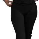 AYWA Women's 2 Piece Outfits Foldover Flare Pants Long Sleeve Crew Neck T-shirt Fitted Pajama Sets (Medium, Black)