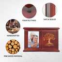 X-Large Urns for Human Ashes Adult Male Female, Up to 500 Cubic Inches, Extra Large Red Pine Wood Urn with Tree Pattern