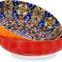 vancasso Large Serving Bowls, 78 Oz Extra Large Salad Bowls Set of 2, Bohemian Decorative Bowls for Salad, Fruit, Pasta and Dinner, Serving Dishes Set for Party, Dishwasher & Microwave Safe－Red