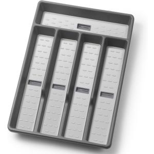 Silverware Organizer with Cutlery IconsSilverware Tray for Kitchen DrawerFlatware Tableware Cultery Drawer Organizer Utensil Organizer with Non-slip TPR LiningsKitchen Organization Essentials (Dark Grey-Small)