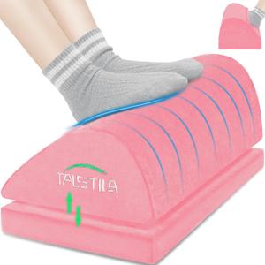TALSTILA Foot Rest for Under Desk at Work, Footrest with Warm Plush Feet Pocket, Ergonomic 2 Adjustable Heights Foot Stool, Under Desk Footrests, for Office Desks & Chair - Back & Leg Pain Relief (Pink, Double Layer)