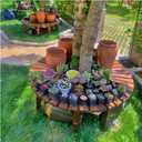 Tree Bench Wrap Around, Outdoor Patio Garden Porch Curved Bench, Wood Outdoor Benches Weatherproof, Wooden Semicircular Park Benches for Outside, Medium