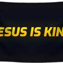 3x5 Ft Jesus is King Polyester Single Sided Flag with 2 Brass Grommets - Jesus Bedrooms Wall Decoration - Religious Cool Flags Banner for Room Guys College Dorm - Christian Flags for Indoor or Outdor