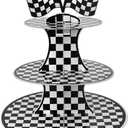 Racing Car Theme Cardboard Cupcake Stand,3-Tier Round Cupcake Holder Car Theme Dessert Stand for Racing Cars Birthday Party Supplies Decor