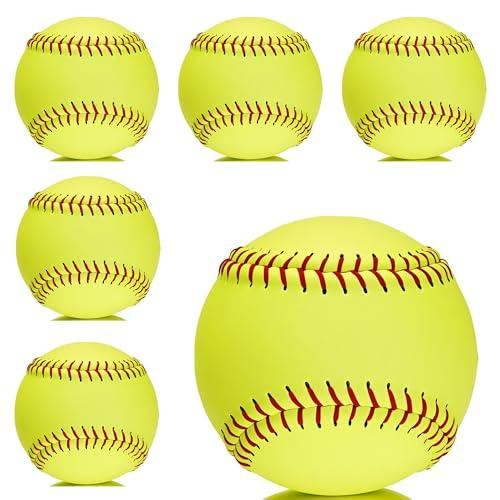 OMYOPY Official Size Softballs 12" Softballs Fastpitch Practice, Unmarked & Leather Covered Training Ball for Games, Practice and Training(6 Pack)