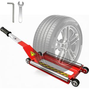 Portable Tire Jack Tool with Removable Handle, Tire Lifting Tool Detachable Metal Sliding Lock‑in Grip Handle, Roller Plate, Saving Wheel Lifter for Car SUV, Tire Removal