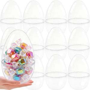 12 Pack 8 Inch Jumbo Clear Easter Eggs Plastic Giant Transparent Easter Eggs Huge Fillable Easter Egg for Easter Theme Party Easter Egg Hunt Party Favor