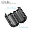 80Pcs Clip-on Ferrite Ring Core RFI EMI Noise Suppressor Cable Clip for 3mm/5mm/7mm/9mm/13mm Diameter Cable Power Cord, Black