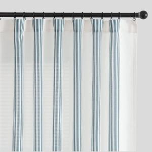 jinchan Striped Linen Blend Curtains 96 Inches Long for Living Room Blue Stripe Semi Sheer Light Filtering Modern Farmhouse Coastal Drapes for Bedroom Curtain Set of 2