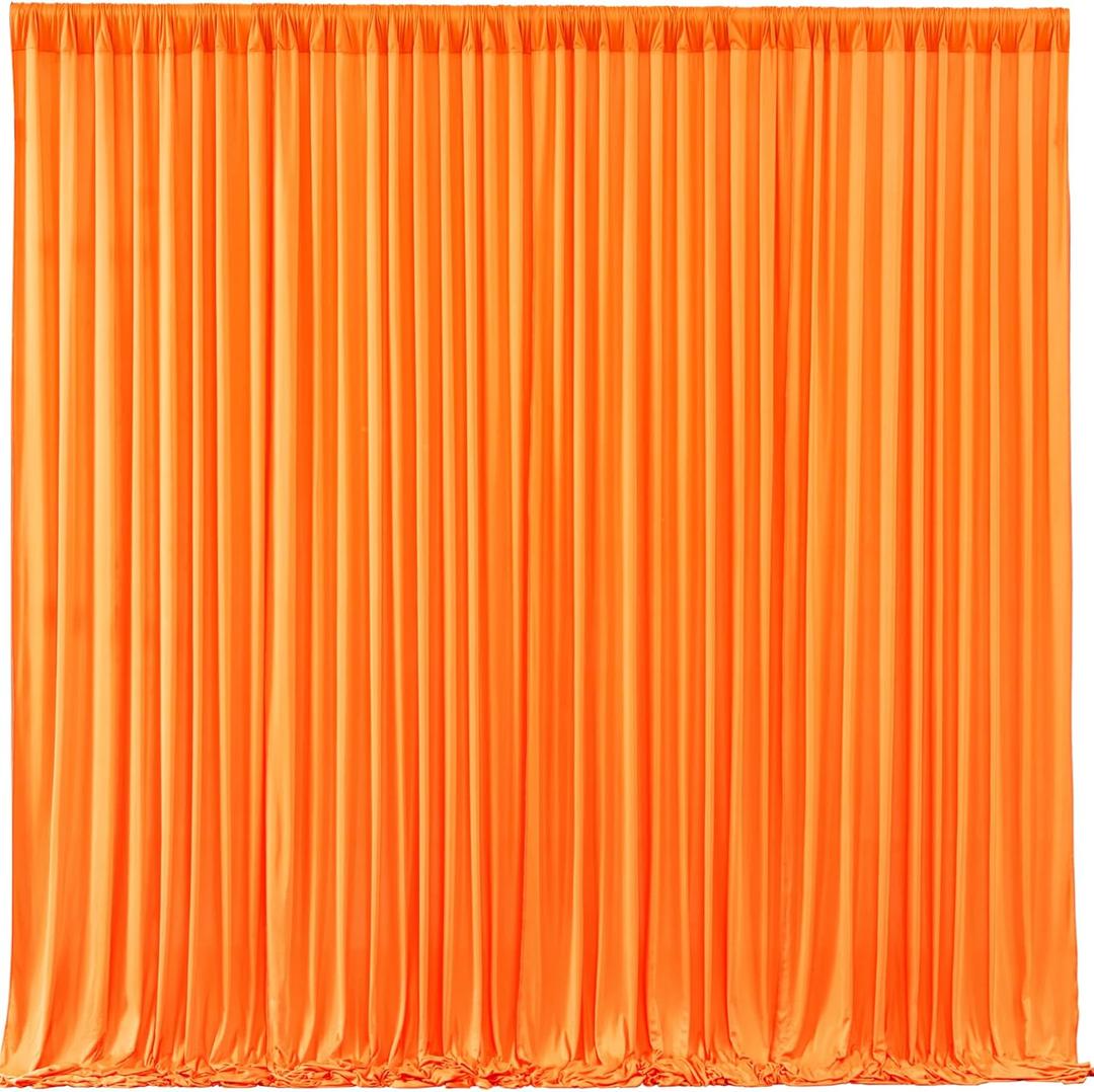Orange Backdrop Curtains 4 Panels - Wrinkle-Free Polyester Photography Drapes for Baby Shower & Birthday Party - 16 X 10FT