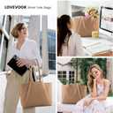 LOVEVOOK Laptop Tote for Women - 15.6 Inch Faux Leather Laptop Bag with Clutch, Large Capacity Office Purse Computer