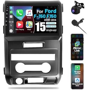 Roinvou [2G+64G] Car Radio for Ford F150 F-150 2009 2010 2011 2012 with Wireless Carplay/Android Auto, 9 Inch Touch Screen for F150 Stereo with GPS Navigation/Bluetooth/5GHz WiFi/EQ/DSP/Backup Camera