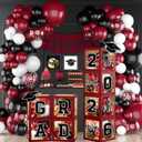 2026 Graduation Party Decorations Black and Maroon Class of 2026 Balloon Boxes with Letters 2026 Grad & So Proud of You Congrats Grad Party Decorations 117pcs Balloons for Any Grades Class Grad Party