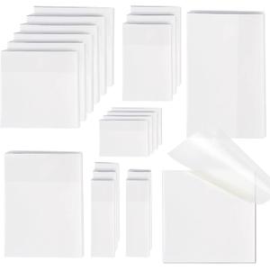 [1000 PCS] Transparent Sticky Notes, 6 Sizes Clear Sticky Notes Pads, Waterproof Self-Adhesive Translucent Sticky Notes for Annotating Books, See Through Sticky Notes for School & Office