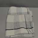 vctops Rustic Lattice Cotton Linen Decorative Throw Pillow Cover Embroidery Square Cushion Cover Pillowcase for Sofa Bedroom Couch (Grey White Plaid, 24"x24")