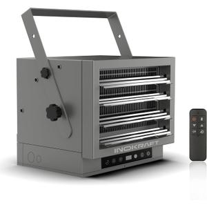 InoKraft 7500W Electric Garage Heater with Remote, Ceiling Mount Fan Forced Shop Heater with Digital Thermostat, 240V Hardwired Space Heater for Garage&Workshop, 12-hour Timer and Overheat Protection