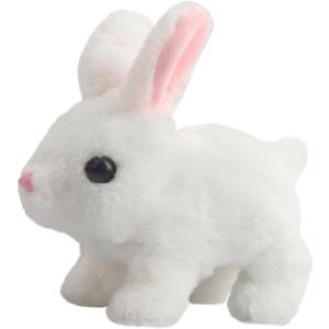 A-SZCXTOP Easter Hopping Rabbit Electronic Interactive Pet Plush Bunny Toys with Sounds Movements Animated Walking Wiggle Ears Twitch Nose for Toddlers Kids (White)