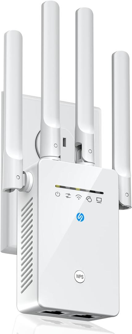 WiFi Extender Signal Booster, Long Range Internet Booster, 130% Broader Coverage Than Before for Home, 4X Faster Wireless Repeater w/Ethernet Port, Easy 1-Tap Setup, Access Point