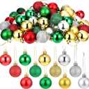 Boao 96 Pcs Christmas Mini Balls Ornaments Miniature Xmas Tree Ornaments Multicolour Shiny Small Hanging Decorations for Christmas Holiday Party Decor(1.57 Inch,Red, Gold, Silver, Green Balls)