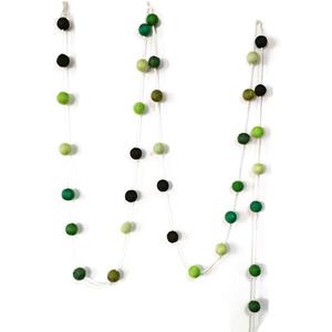 9FT Long 35 Wool Felt Balls (20mm), 100% Wool Felt Ball Adjustable Pom Pom Garland, Green Handmade for Birthday Party Easter Room Decoration