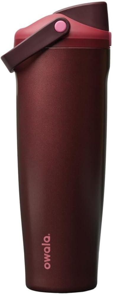 Owala FreeSip Sway Insulated Stainless Steel Water Bottle with Two-Way Spout, Built-In Straw and Handle, Made for Travel, School, and Sports, 40oz, BPA Free, Leak Proof, Black Cherry