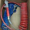 Air Lines for Semi Truck, 15' Coiled Air Brake Hoses with 12" & 40" Leads,Truck Trailer Brake Airline Coil Set Bule and Red