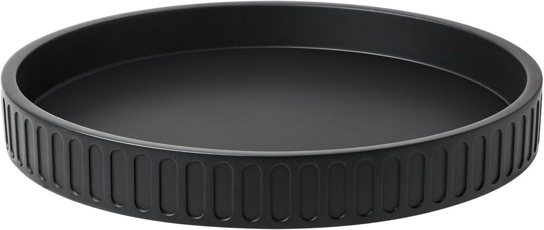 12in Decorative Tray for Coffee Table Tray Decor, Black 100% Solid Concrete Decorative Round Tray for Kitchen, Living Room, Home Decor