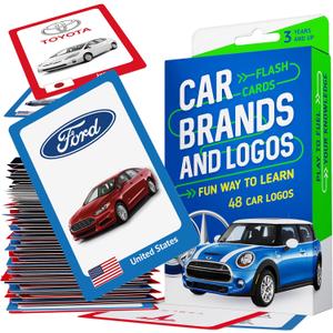 Car Brands and Logos - Flash Cards for Kids Ages 4-8, Flash Cards for Toddlers 2-4 Years - Ideal Small Gift for Boy