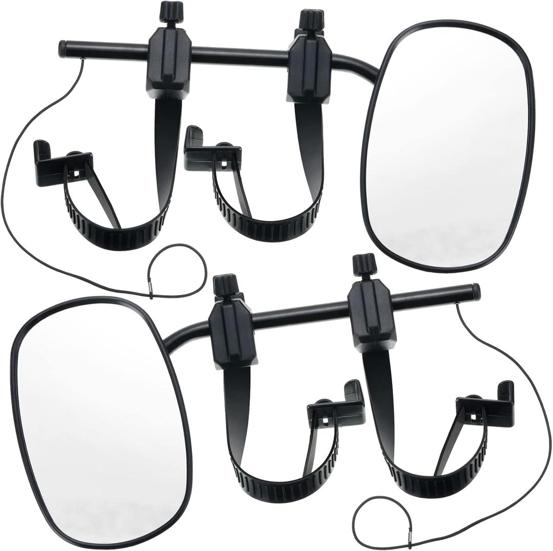 Tallew 2 Pcs Towing Clip on Mirror Universal Extension Mirror Kit Black Bar Adjustable 360 Degree Rotation Tow Mirror for Trailer RV Rearview Mirror Car Accessories for Truck Hitch Towing