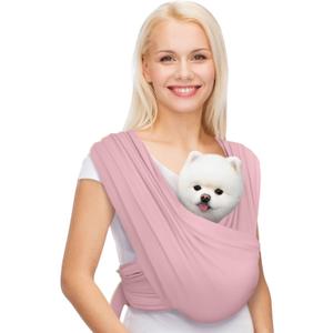 Dog Carriers for Small Dogs, Front Facing Dog Sling Carrier, Hands Free Cat Carrier, Size Adjustable, Reducing Back Pain, Premium Cotton, Safe and Soft Dog Carrier (Regular, Light Pink)