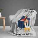 Funny Birthday Gifts for Dad Husband, Humor Dads Gifts from Daughter Son, Cozy Reviewing The Game Plan Design for Couch, Super Soft Throws Blanket for Couch Bed, Lounge and Napping, 60"x50"